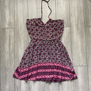 Forever 21 Floral Madala Print Summer Dress Pink Purple Halter
